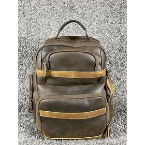 TIDING Men's Vintage Leather Backpack 15.6" Laptop Bag Large Capacity Business